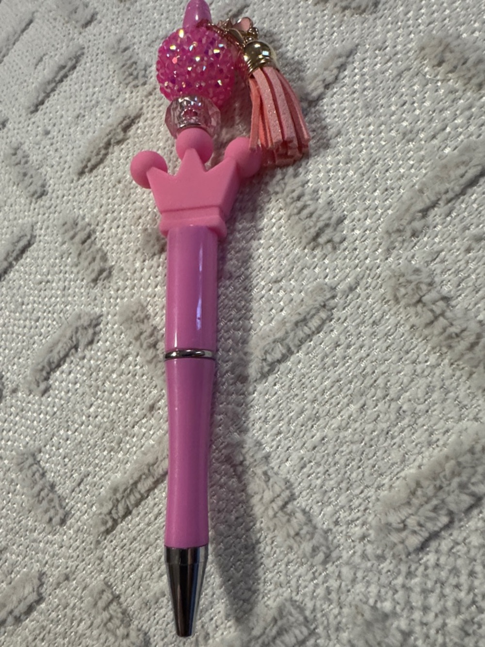 Pink Crown Tassel Ballpoint Pen – Decorative Writing Accessory - Picture 3 of 3